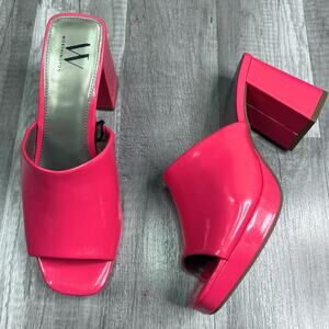 Worthington Womens Lapaz Hot Pink Mules Sandals Block Heel Barbiecore Size 6 1/2